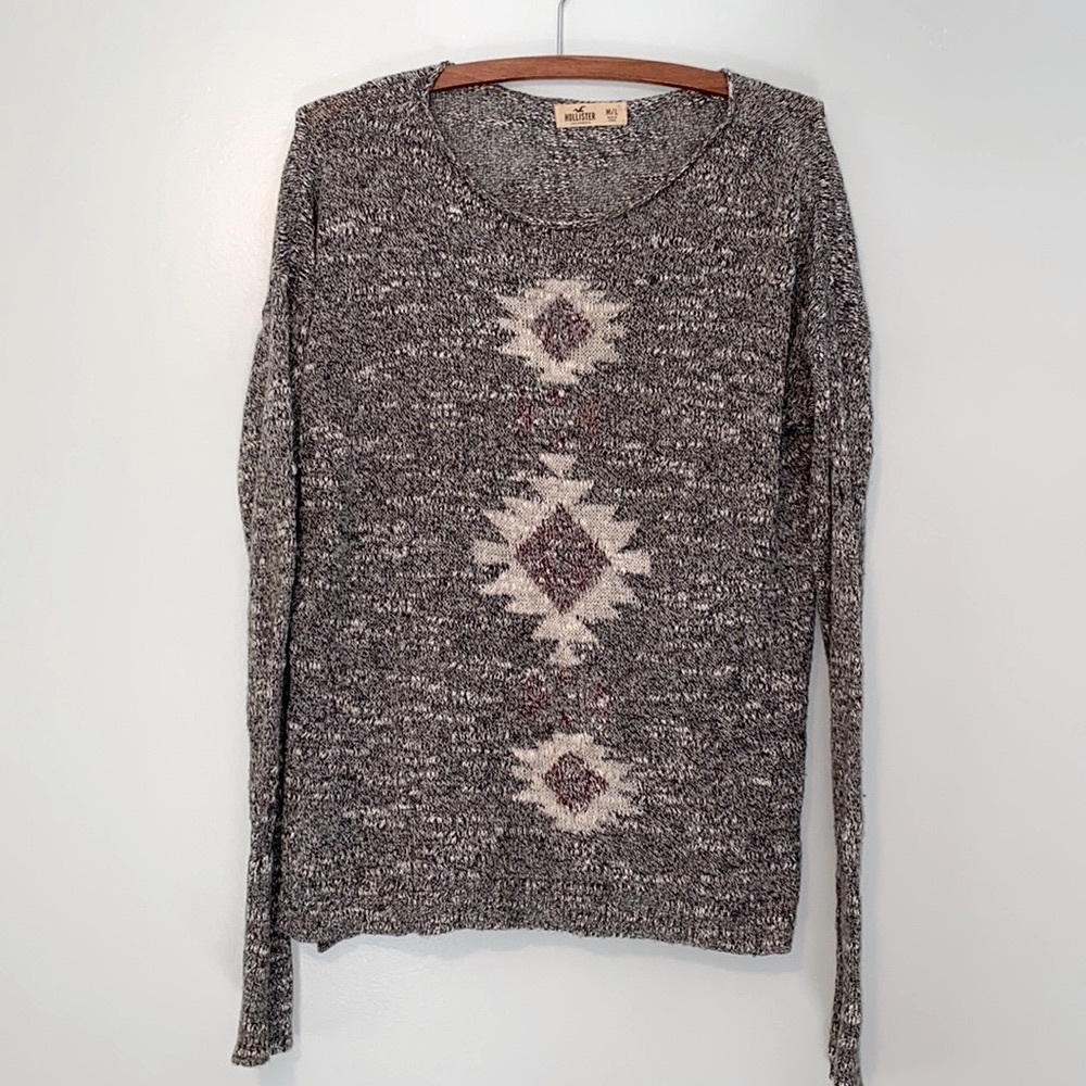 Hollister Knit Aztec Design Pullover Sweater Size Medium Large